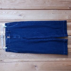 NEW Talbots Flawless High-Waist Wide Leg Cropped Jeans,Size 4, Dark Blue Denim